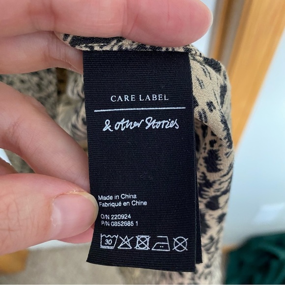 & Other Stories Puff Shoulder Crepe Midi Dress US Size 0 - Picture 11 of 14